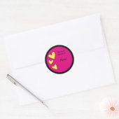 Roze boekenplaat met hartjes ronde sticker (Envelop)