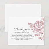  Roze Boeket Begrafenis Dank u Opmerking Kaart (Voorkant / Achterkant)