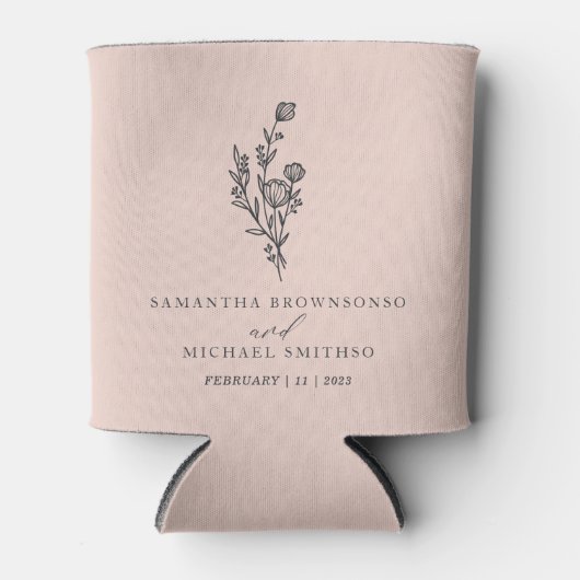 Roze Boeket Bloem Klassieke Bruiloft Blikjeskoeler (Voorkant)