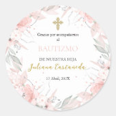 Roze boeket dank u sticker (Voorkant)