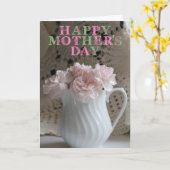 Roze boeket en kant Moederdag Kaart (Gele Bloem)