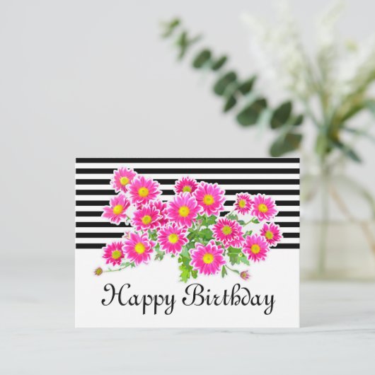 Roze Boeket Madeliefjes/Asters + uw ideeën Briefkaart (Staand voorkant)