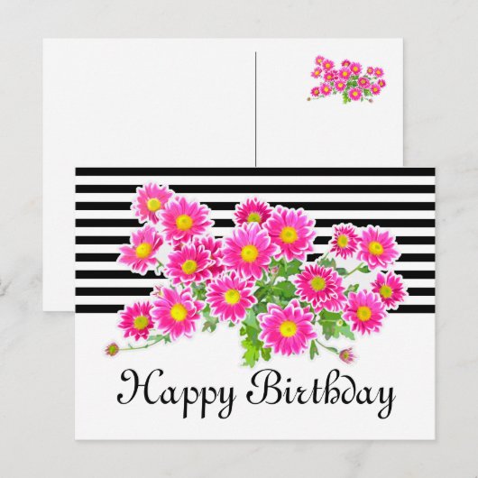 Roze Boeket Madeliefjes/Asters + uw ideeën Briefkaart (Voorkant / Achterkant)