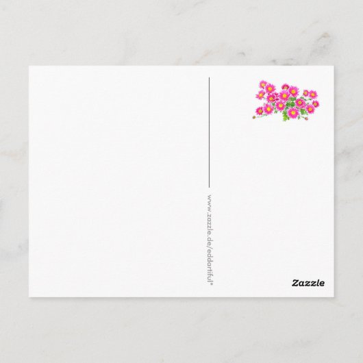Roze Boeket Madeliefjes/Asters + uw ideeën Briefkaart (Achterkant)