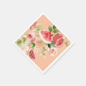 Roze boeket met fruit en gebladerte papieren serve servet (Hoek)