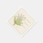 Roze boeket met lelietje-van-dalen papieren servet (Hoek)