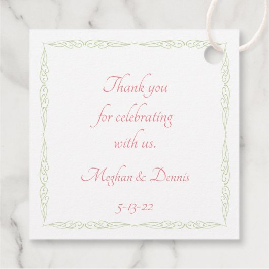 Roze Boeket met Lily of the Valley en Rozen Bedankjes Labels (Achterkant)