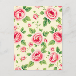 Roze Boeket Pastel Bloemen Chintz Vintage Briefkaart