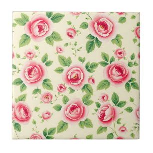 Roze Boeket Pastel Bloemen Chintz Vintage Tegeltje