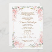 Roze boeket quinceañera uitnodiging (Voorkant / Achterkant)