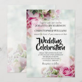 Roze Boeket Roze Pastel Bloemige Trouw Uitnodiging (Voorkant / Achterkant)