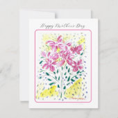 Roze Boeket van Moederdag Flowers Notitiekaartje (Voorkant)