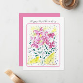 Roze Boeket van Moederdag Flowers Notitiekaartje (Voorkant / Achterkant in situ)