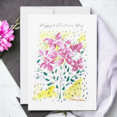 Roze Boeket van Valentijnsdag Flowers Feestdagenkaart