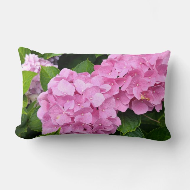 Roze boeketten hortensia's kussen (Voorkant)