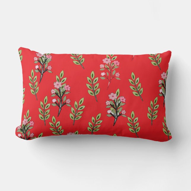 Roze Boeketten Rood  Kussen (Voorkant)