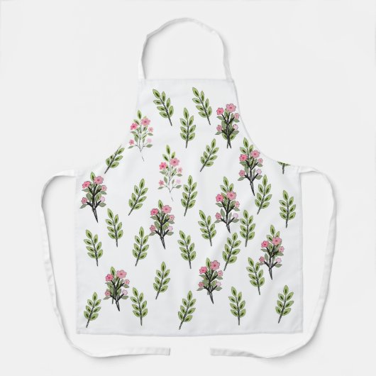 Roze boeketten wit schort (Voorkant)