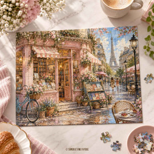 Roze Boekwinkel in Parijs Legpuzzel