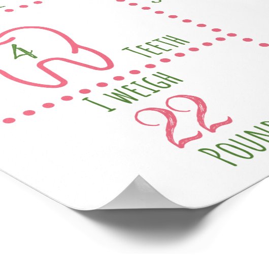 Roze Boerderij 1st Birthday Milestone Poster (Hoek)