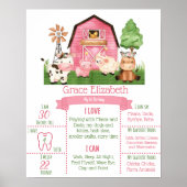 Roze Boerderij 1st Birthday Milestone Poster (Voorkant)