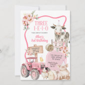 Roze Boerderij 3e Verjaardag Kaart (Voorkant)