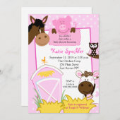 Roze Boerderij Babies Baby shower Kaart (Voorkant / Achterkant)