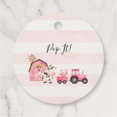 Roze Boerderij Baby shower Pop Bedankjes Labels (Achterkant)