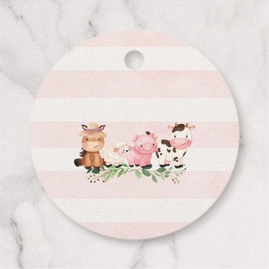 Roze Boerderij Baby shower Pop Bedankjes Labels (Achterkant)