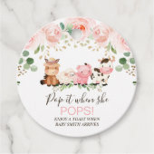Roze Boerderij Baby shower Pop Bedankjes Labels (Voorkant)