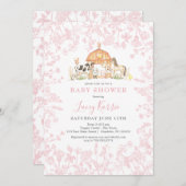 Roze boerderij baby shower uitnodiging (Voorkant / Achterkant)