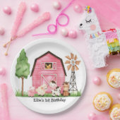 Roze Boerderij Barnyard Birthday Borden Papieren Bordje (Feest)