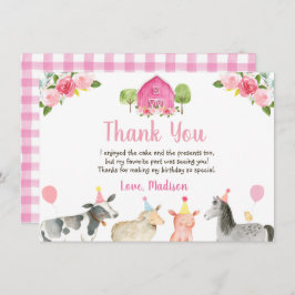 Roze Boerderij Barnyard Birthday Dank u Bedankkaart