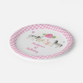 Roze Boerderij Barnyard Birthday Papieren Bordje (Gekanteld)