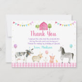 Roze Boerderij Barnyard Boerderij Animal Birthday Bedankkaart (Voorkant)