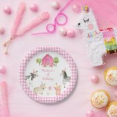 Roze Boerderij Barnyard Floral Birthday Papieren Bordje (Feest)