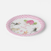 Roze Boerderij Barnyard Floral Birthday Papieren Bordje (Gekanteld)