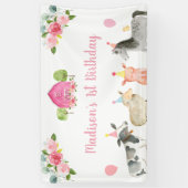 Roze Boerderij Barnyard Floral Birthday Spandoek (Verticaal)