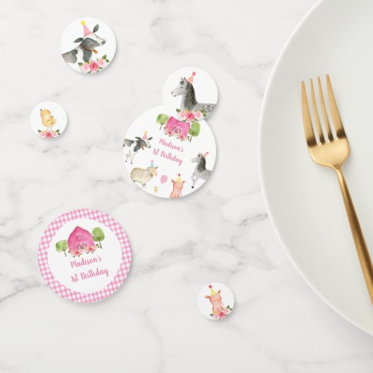 Roze Boerderij Barnyard Floral Verjaardag Confetti (Groep)