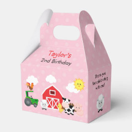 Roze Boerderij barnyard Girls Birthday Gable Favor Bedankdoosjes