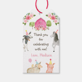 Roze Boerderij Barnyard Verjaardag Cadeaulabel