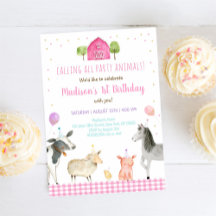 Roze Boerderij Birthday Animal