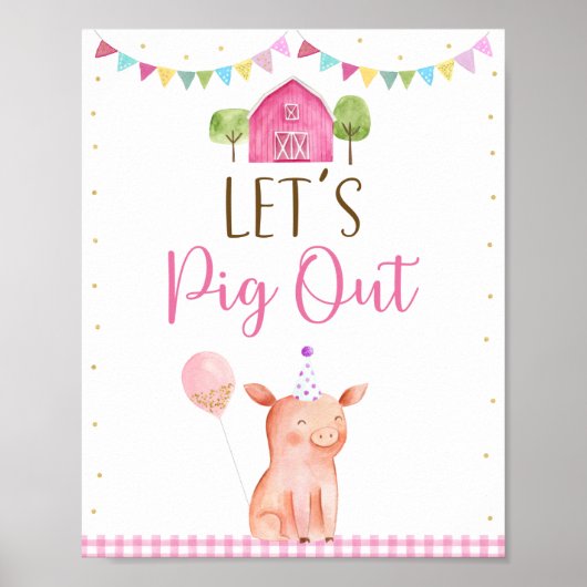 Roze Boerderij - Birthday Food Sign Poster (Voorkant)