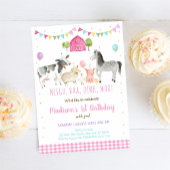 Roze Boerderij Birthday Party Kaart