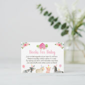 Roze Boerderij Bloemen Baby shower Boek Verzoek Informatiekaartje (Staand voorkant)