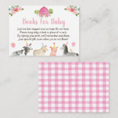 Roze Boerderij Bloemen Baby shower Boek Verzoek Informatiekaartje (Voorkant / Achterkant)