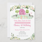 Roze Boerderij Bloemen Verjaardag Kaart (Voorkant)