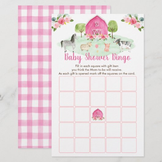 Roze Boerderij Bloemenkraam Bingo Spel (Voorkant / Achterkant)