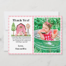 Roze boerderij/ boerderij verjaardagsfoto bedankka