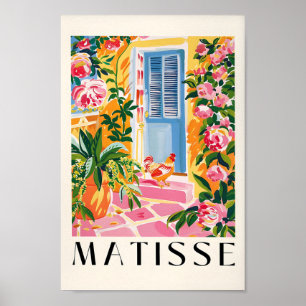 Roze Boerderij Decor, Kip Art Print, Tropisch Poster