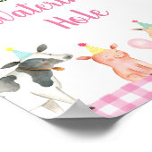 Roze Boerderij Dierenbewaar- en avondklok Poster (Hoek)